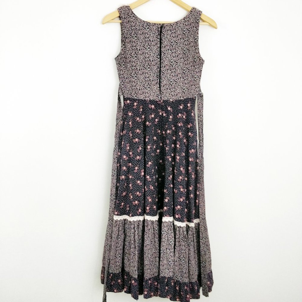 Gunne Sax Calico Floral Brown Pink Corset Sundress - Picture 10 of 16